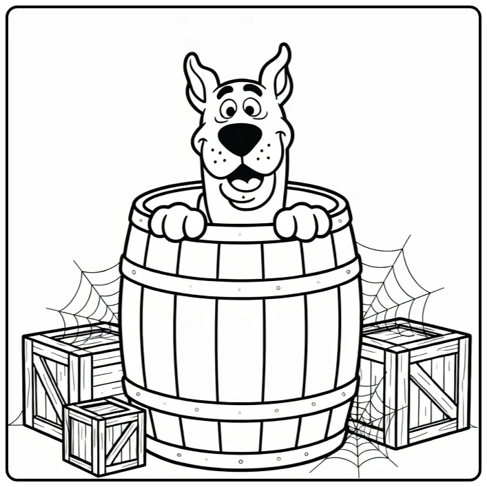 Doo Scooby in Barrel Cobwebs and Kratten coloring page