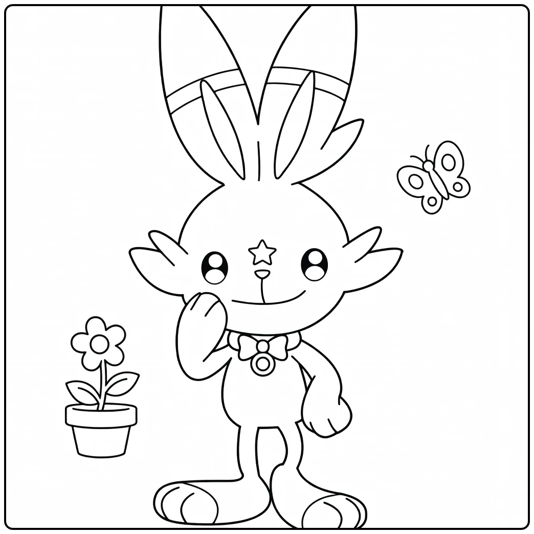 Scorbunny Pokemon Fire Saluteren Little Rabbit coloring page