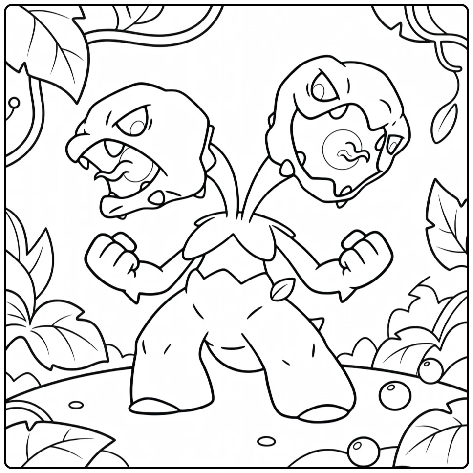 Scovillain Pokemon Fire in Aggressive Pose coloring page