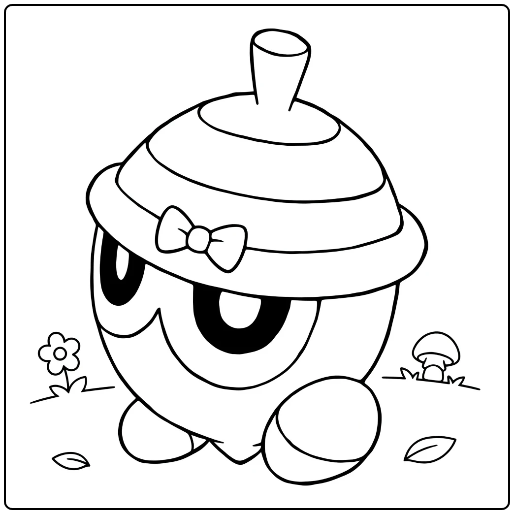 Seedot Fun Pokemon with Flower coloring page