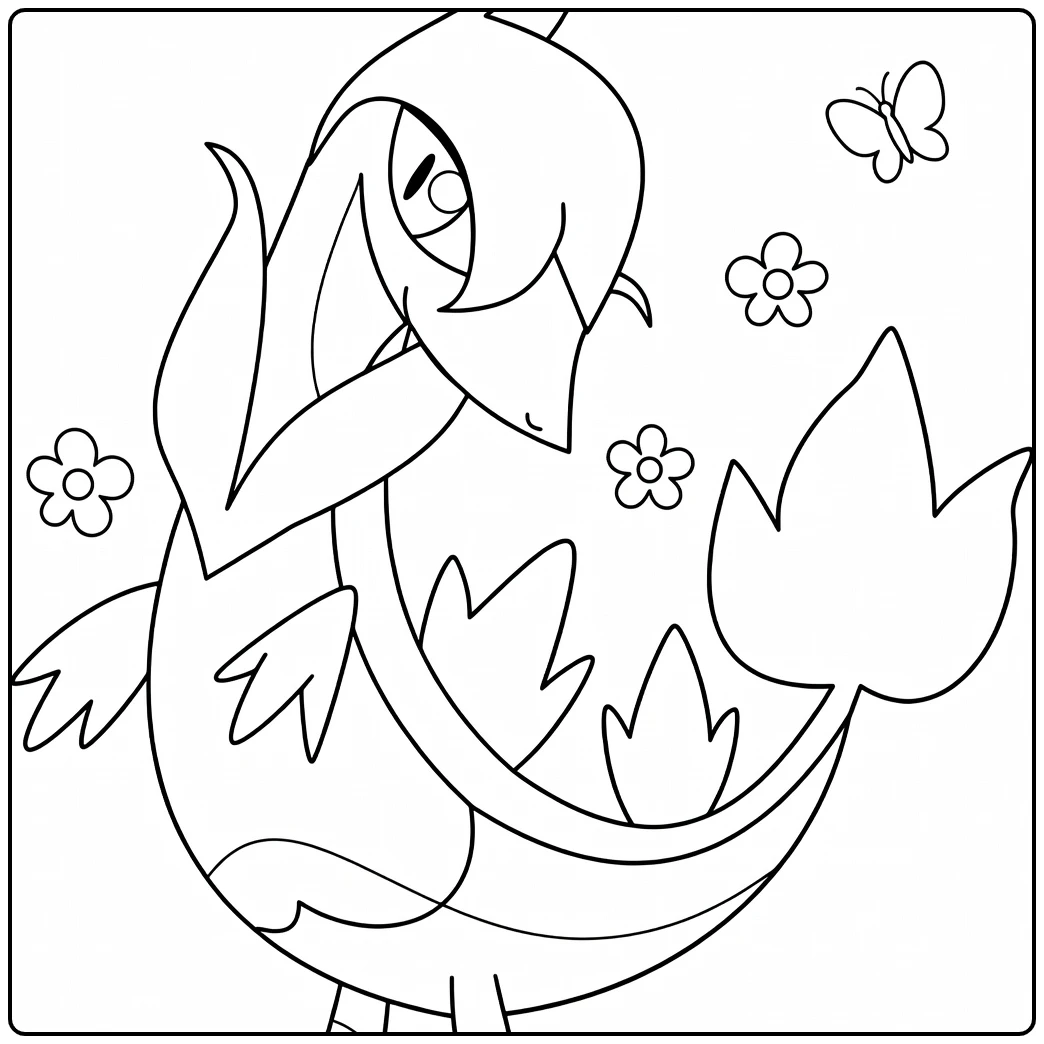 Servine with Flowers coloring page