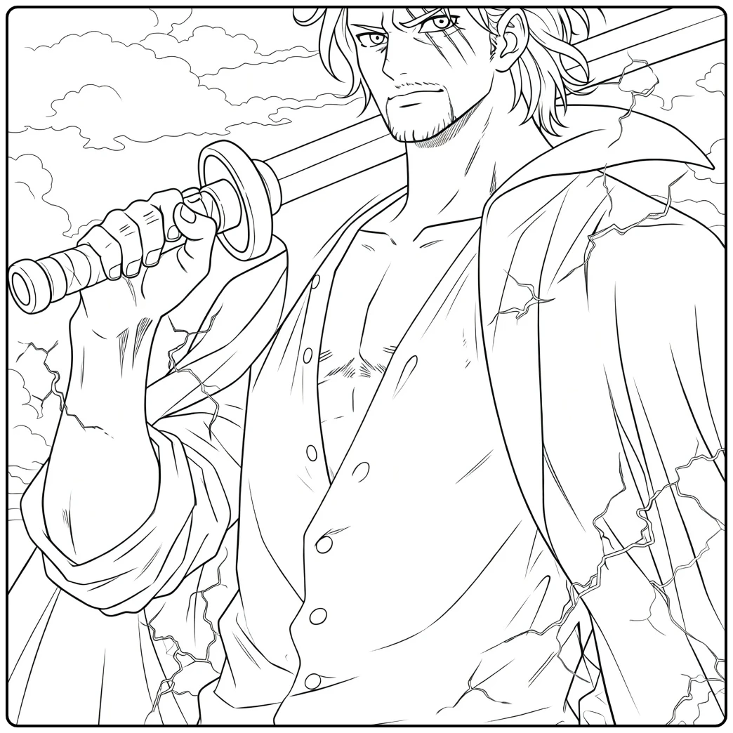 Shanks Tough Pirate with Cloak coloring page