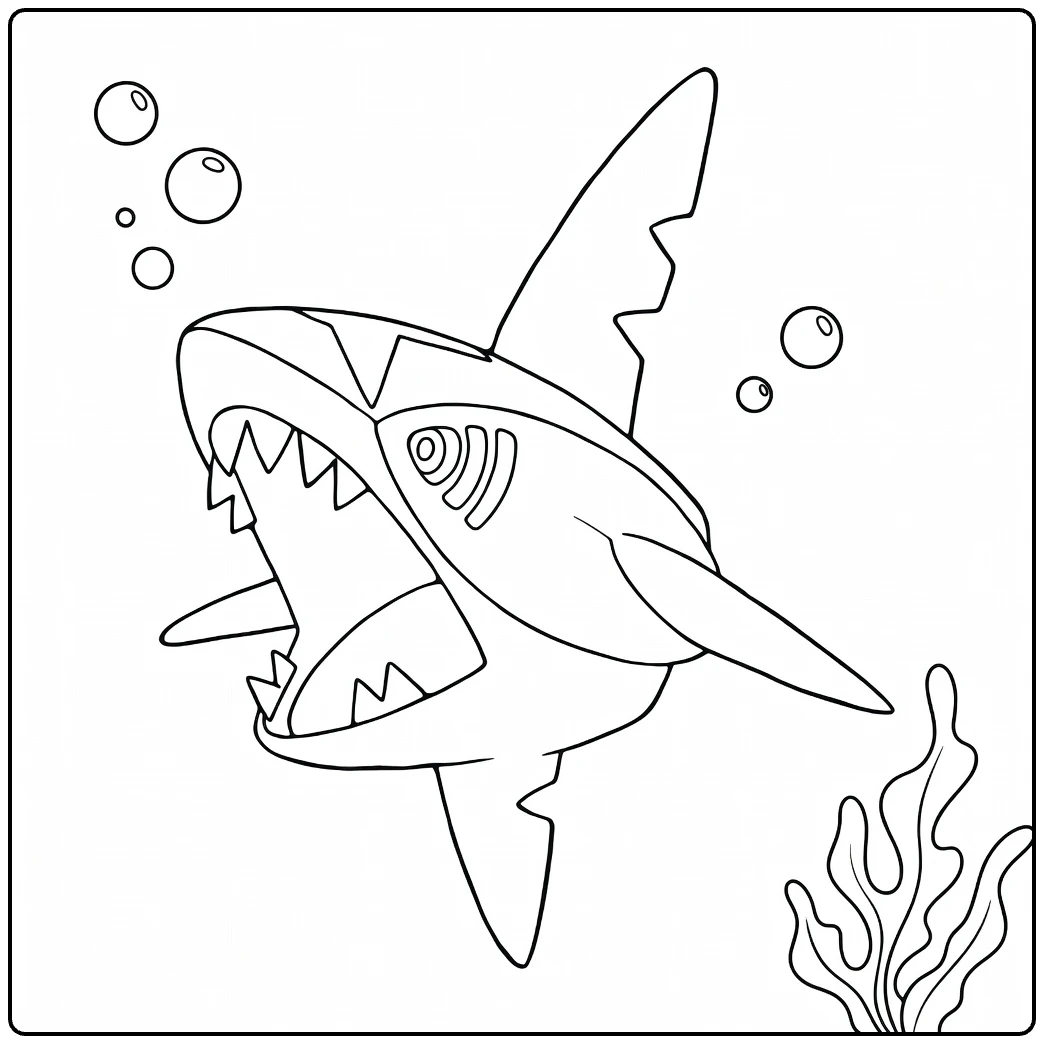 Sharpedo Water Pokemon Bubbles coloring page