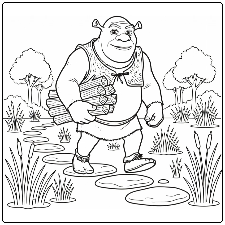 Shrek Moeraswandeling with Vuurhout 52 Characters coloring page