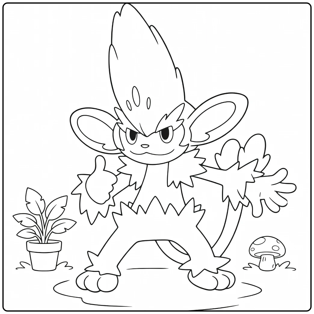 Simisage Thumb Raised with Plants coloring page