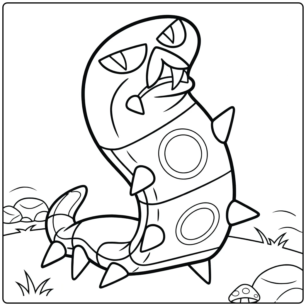 Sizzlipede Pokemon Fire in Action coloring page