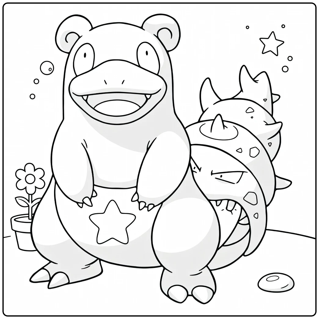 Slowbro Water Pokemon for Kids coloring page