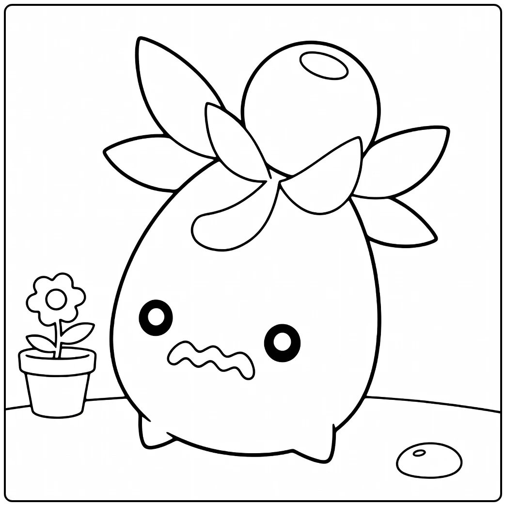 Smoliv Flower Pot and Drop coloring page