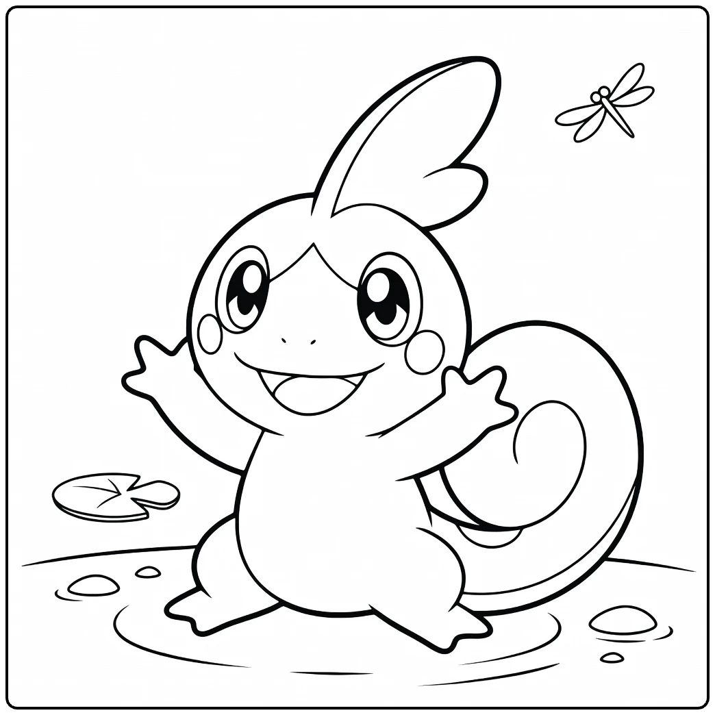Pokemon Happy Sobble in Water coloring page