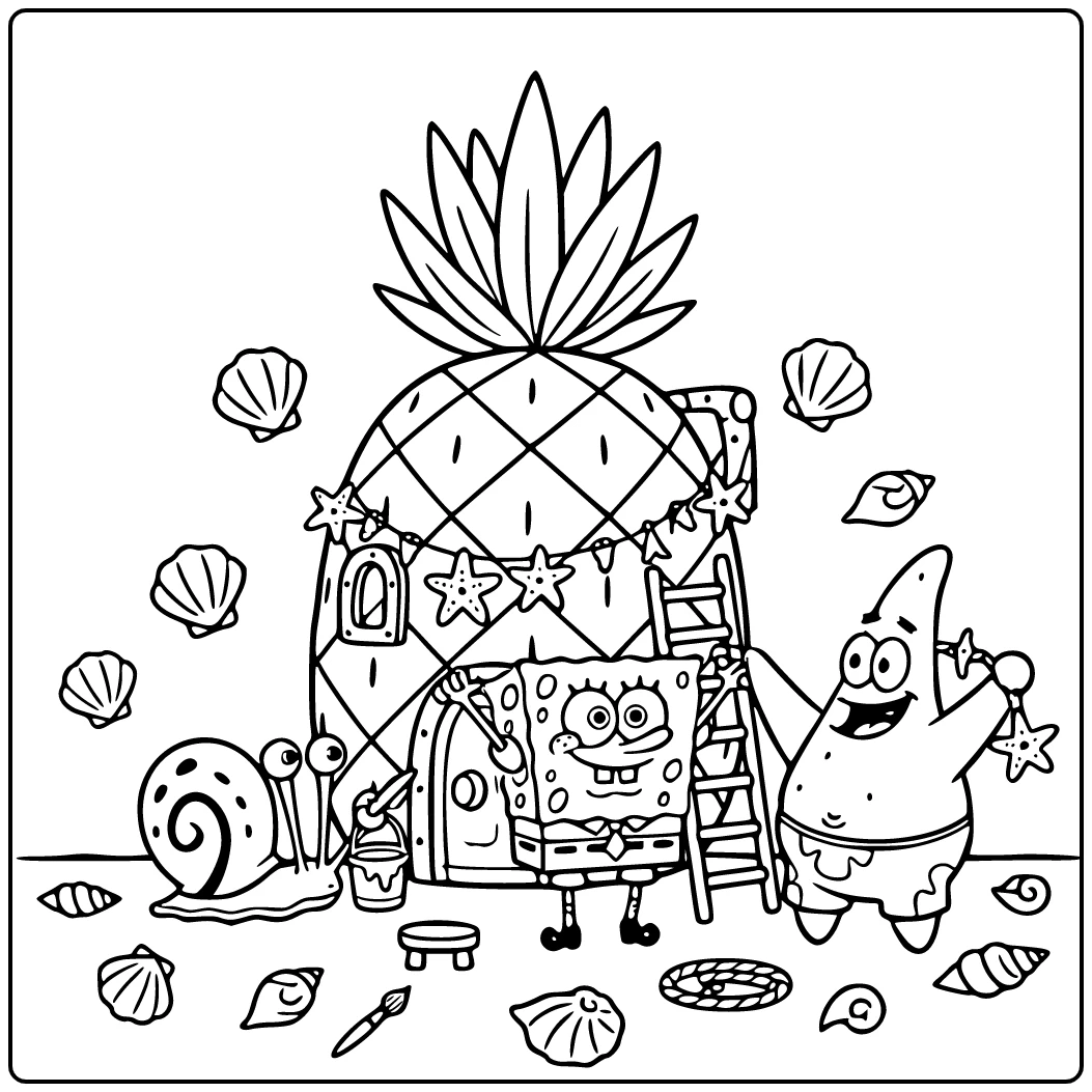 Decorating Pineapple House SpongeBob SquarePants coloring page
