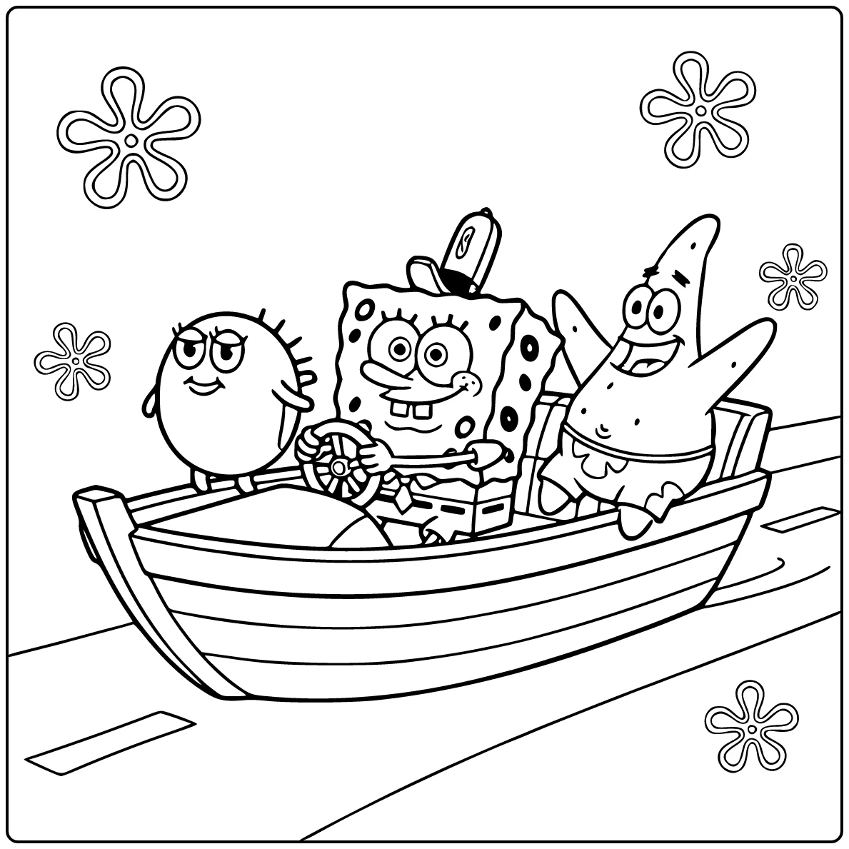 SquarePants SpongeBob Riding Boot with Mrs Puff coloring page