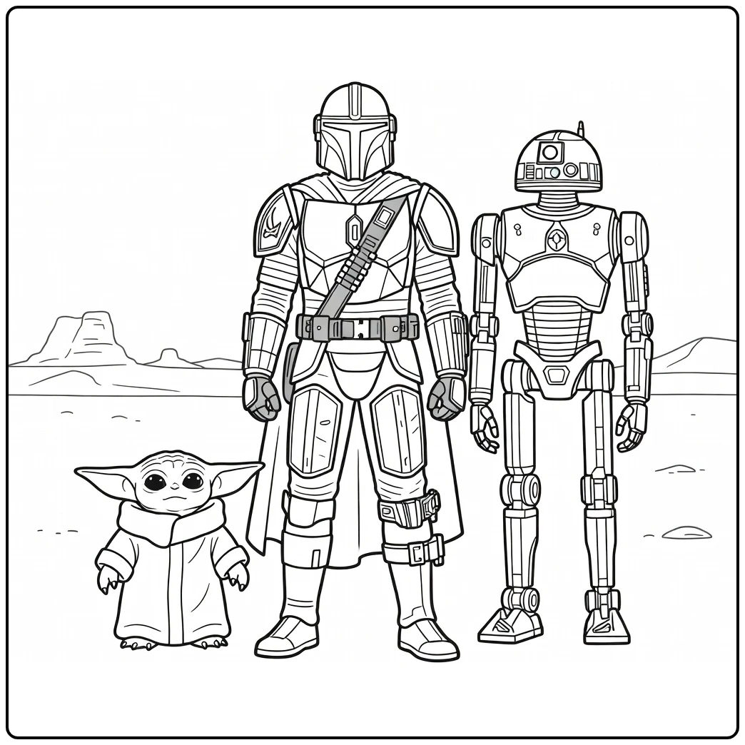 Easy Star Wars the Mandalorian Grogu Ig 11 Desert coloring page