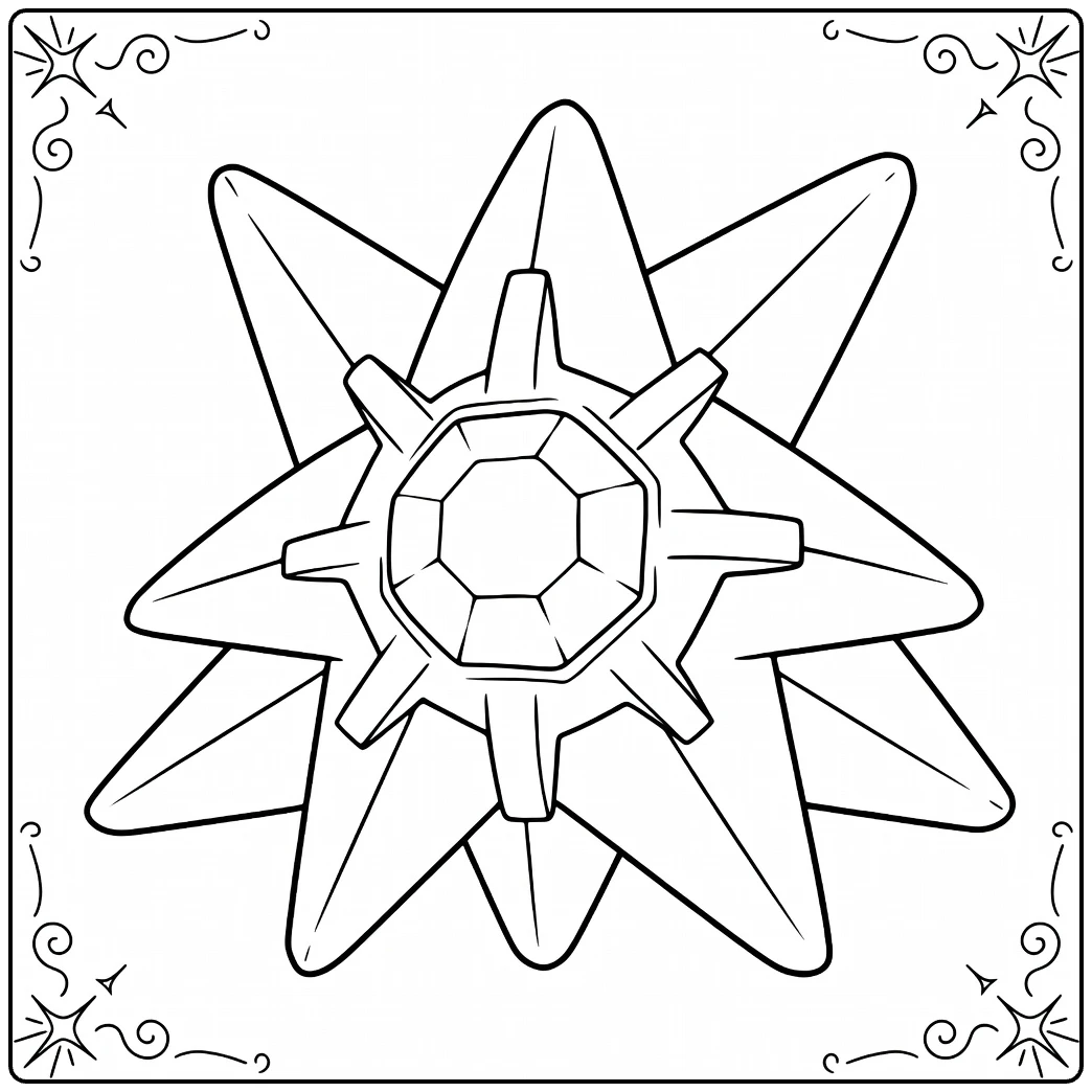 Starmie Water Pokemon for Kids Line Drawing coloring page