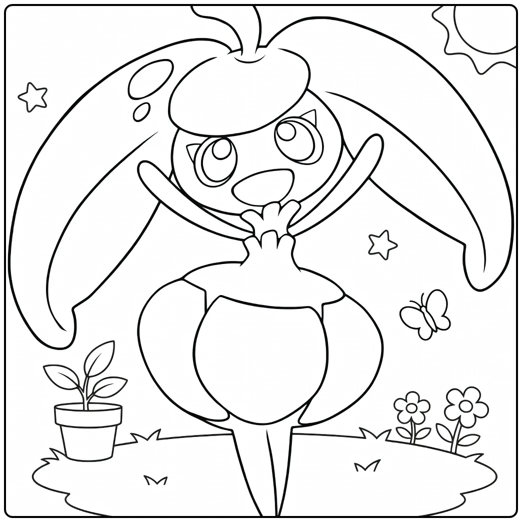 Steenee in Sunny Garden with Butterfly coloring page