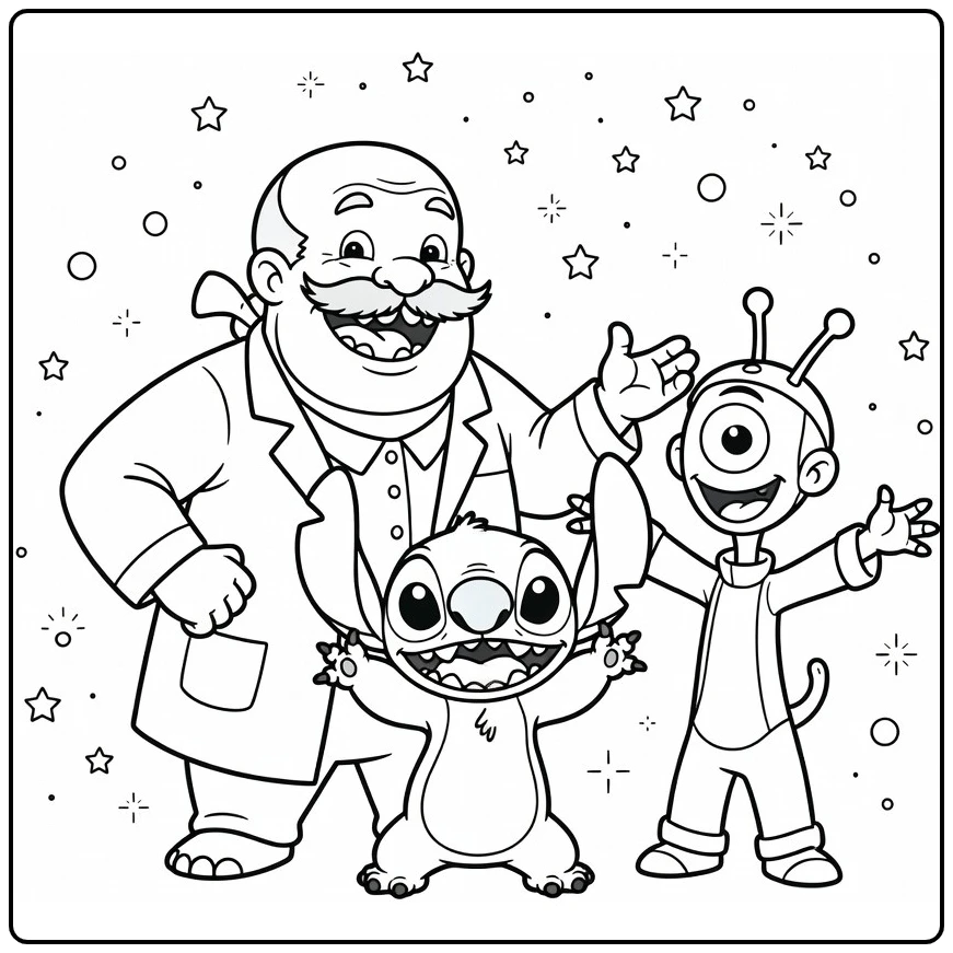 Easy Stitch with Jumba and Pleakley coloring page