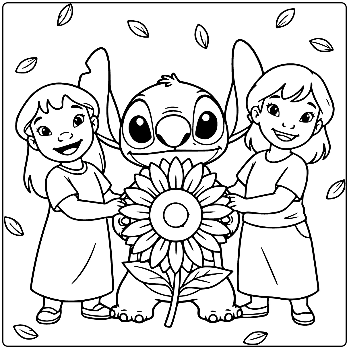 Easy Stitch Holding Sunflower Lilo Next coloring page