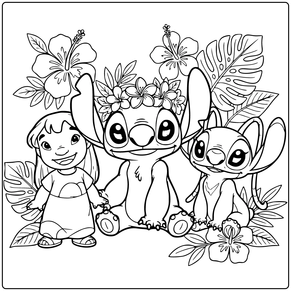 Easy Stitch with Lilo and Angel coloring page