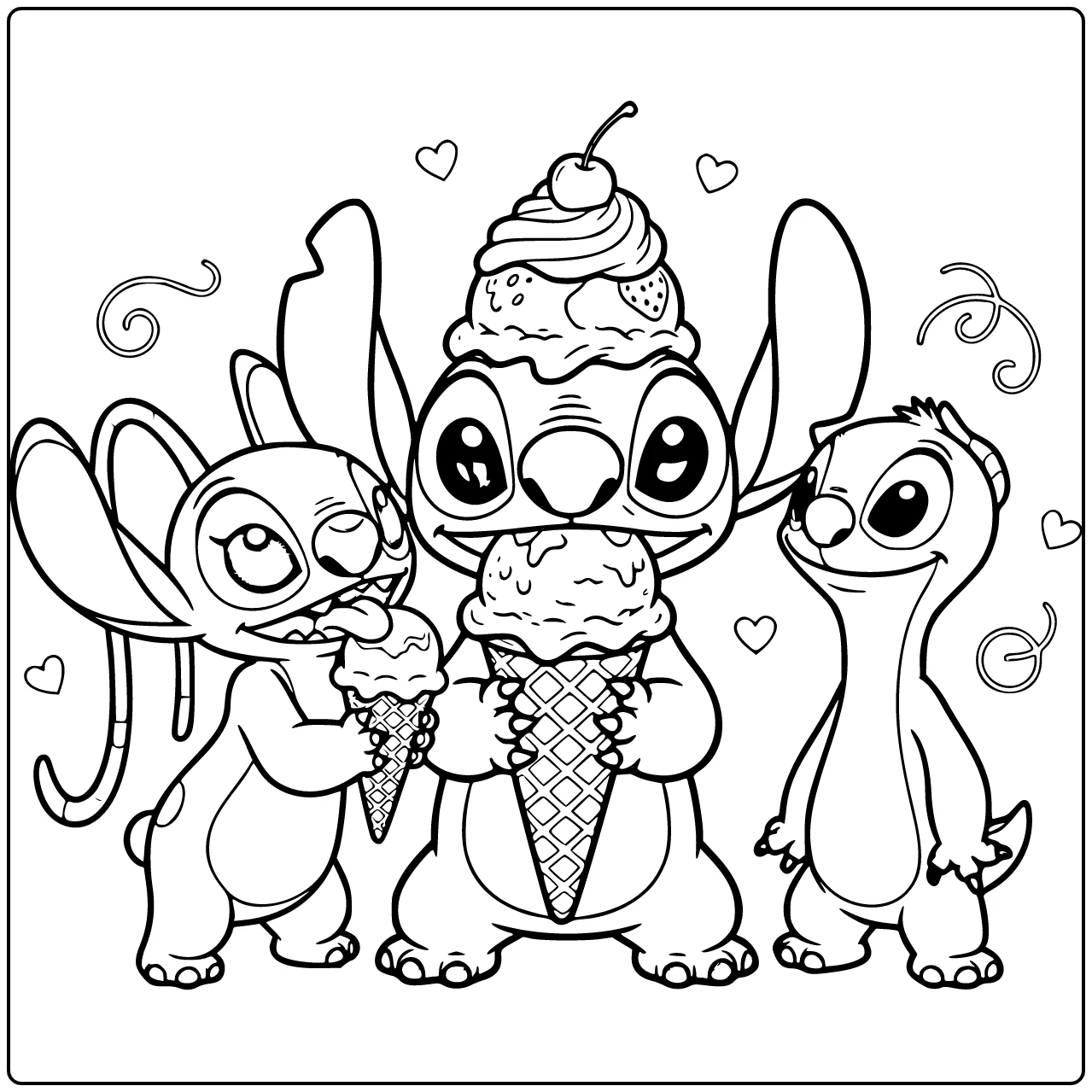 Easy Stitch with Ice Cream and Angel at the Edge coloring page
