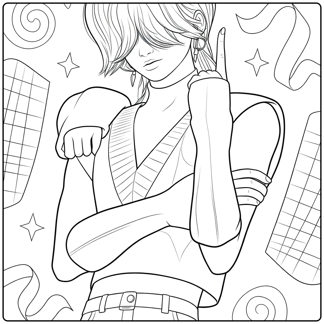 Tough Kpop Demon Hunters Mystery Saja coloring page