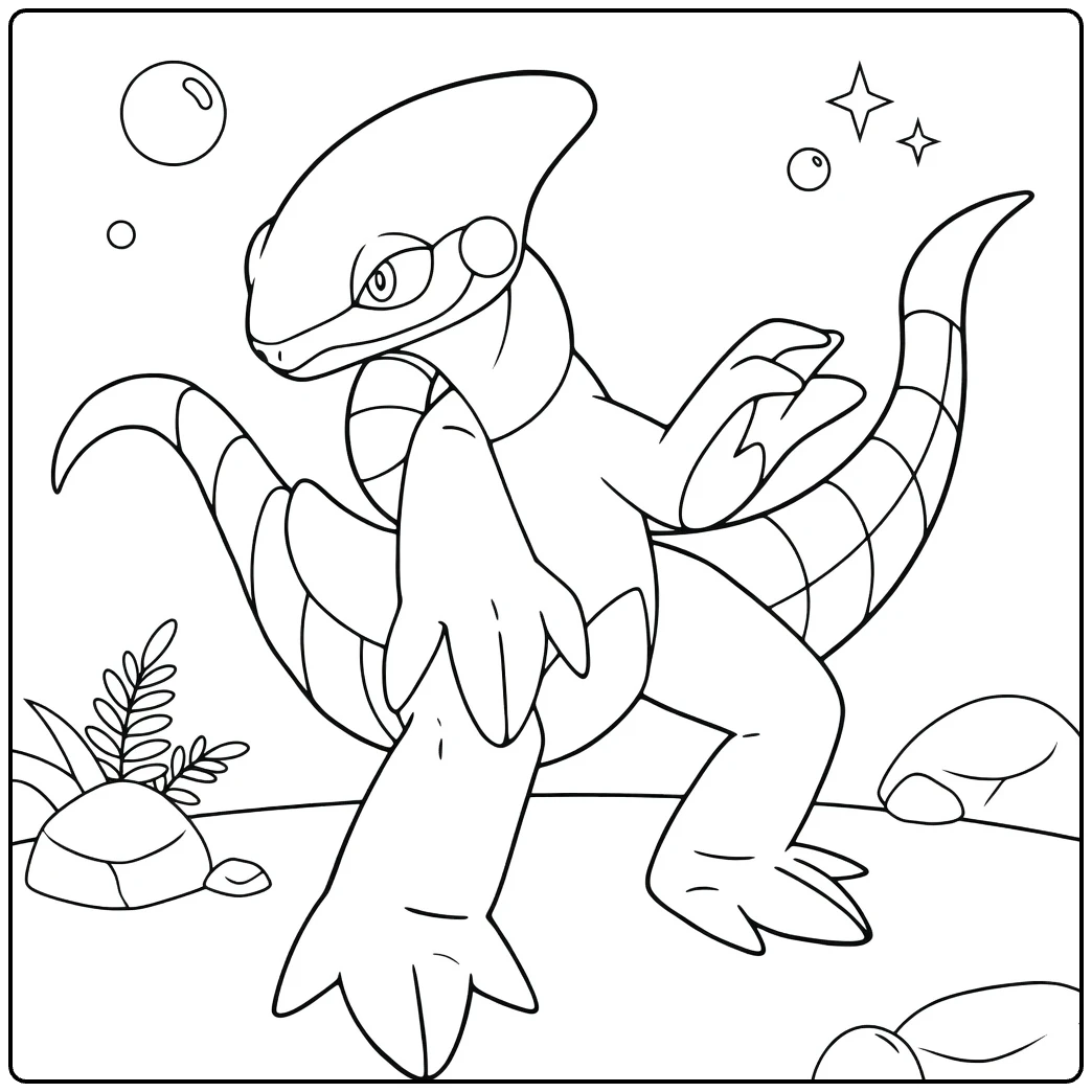 Tough Parasaurolophus in Action coloring page