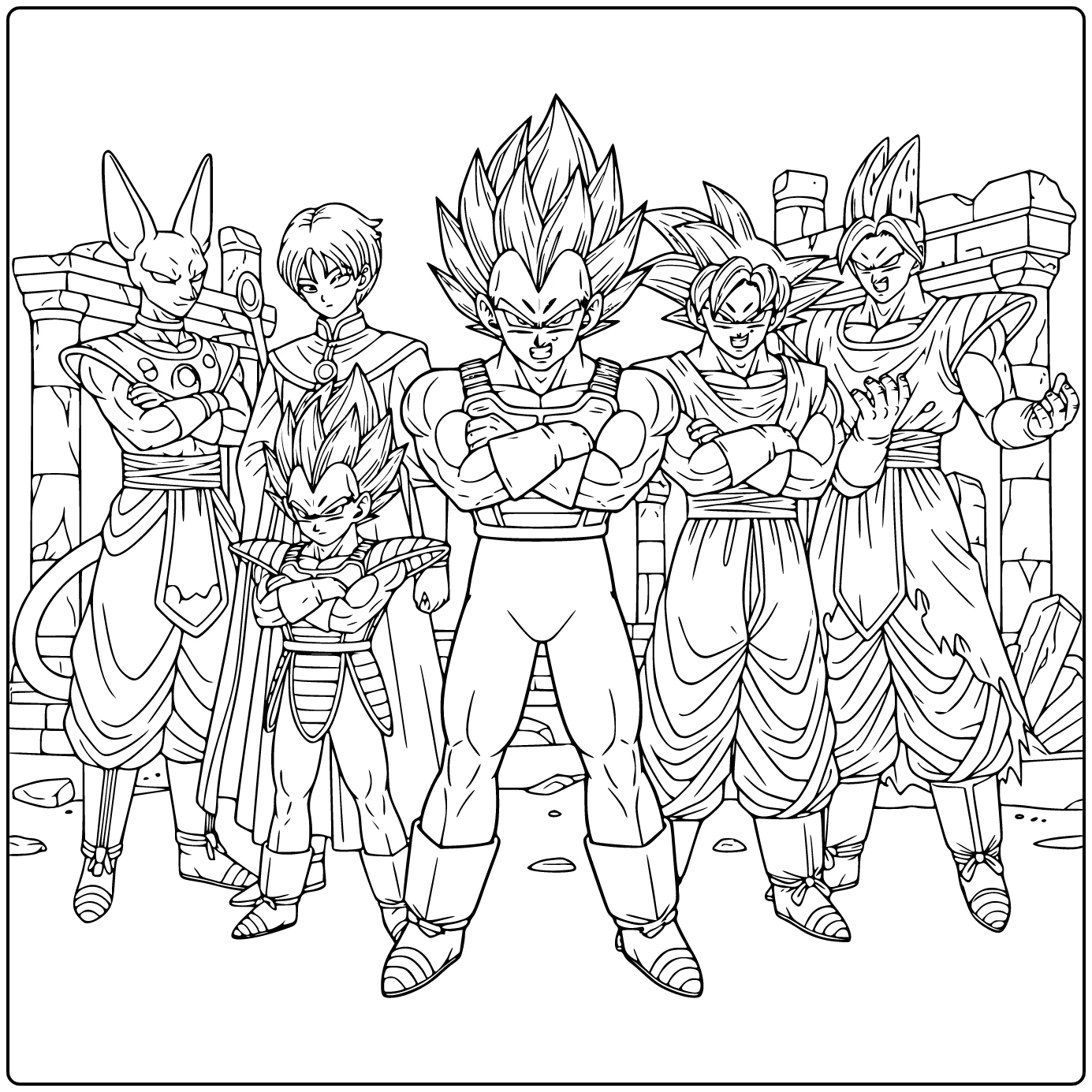 Tough Vegeta God Intense Expression coloring page