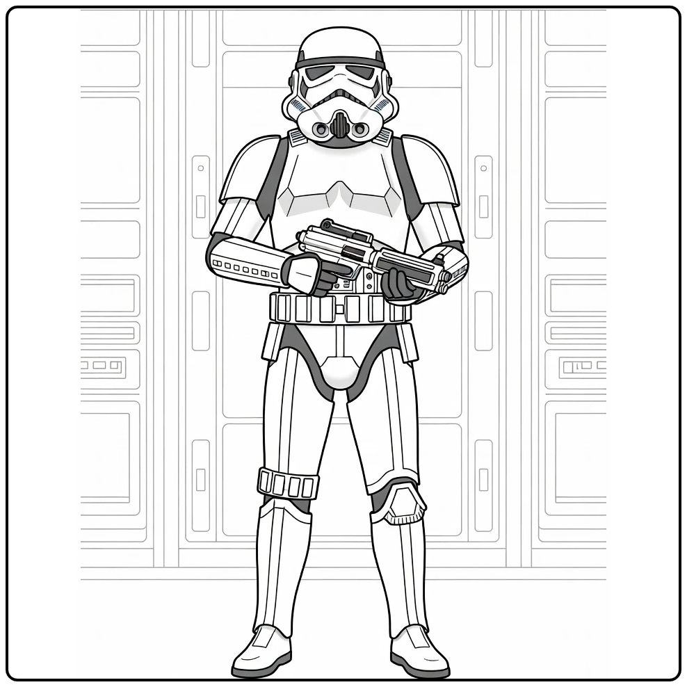 Stormtrooper in Stance with Blaster 1 coloring page