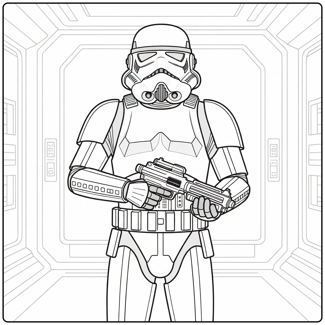Stormtrooper in Stance with Blaster coloring page