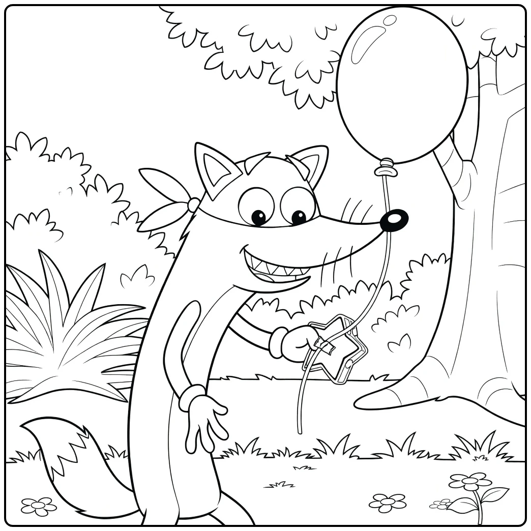 Dora Swiper with Flying Balloon coloring page