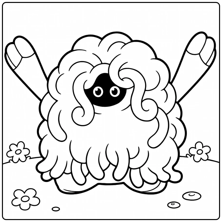 Tangrowth in Happy Pose with Flowers coloring page