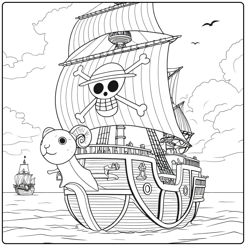 Thousand Sunny Luffy's Pirate Ship coloring page