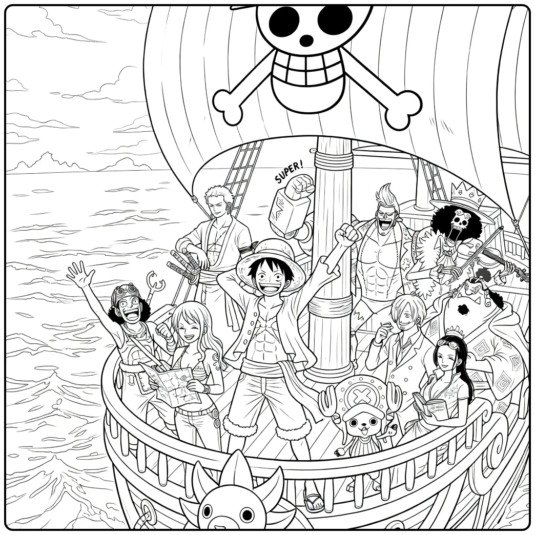 Thousand Sunny One Piece Pirate Ship coloring page