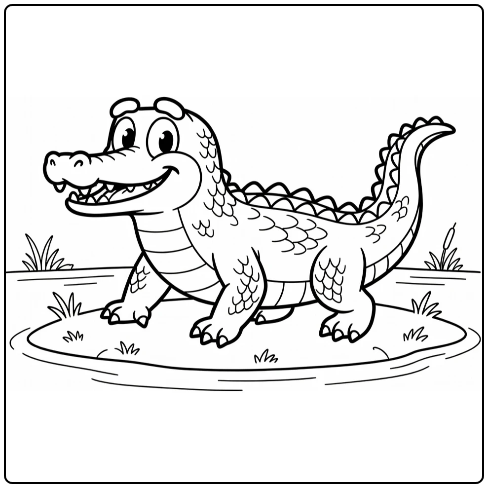 Tick-tock Crocodile Curved Tail and Claws coloring page