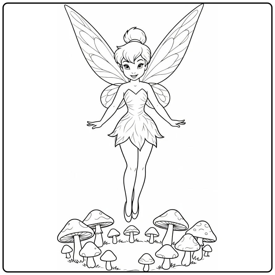 Gracefully Flying Tinker Bell coloring page