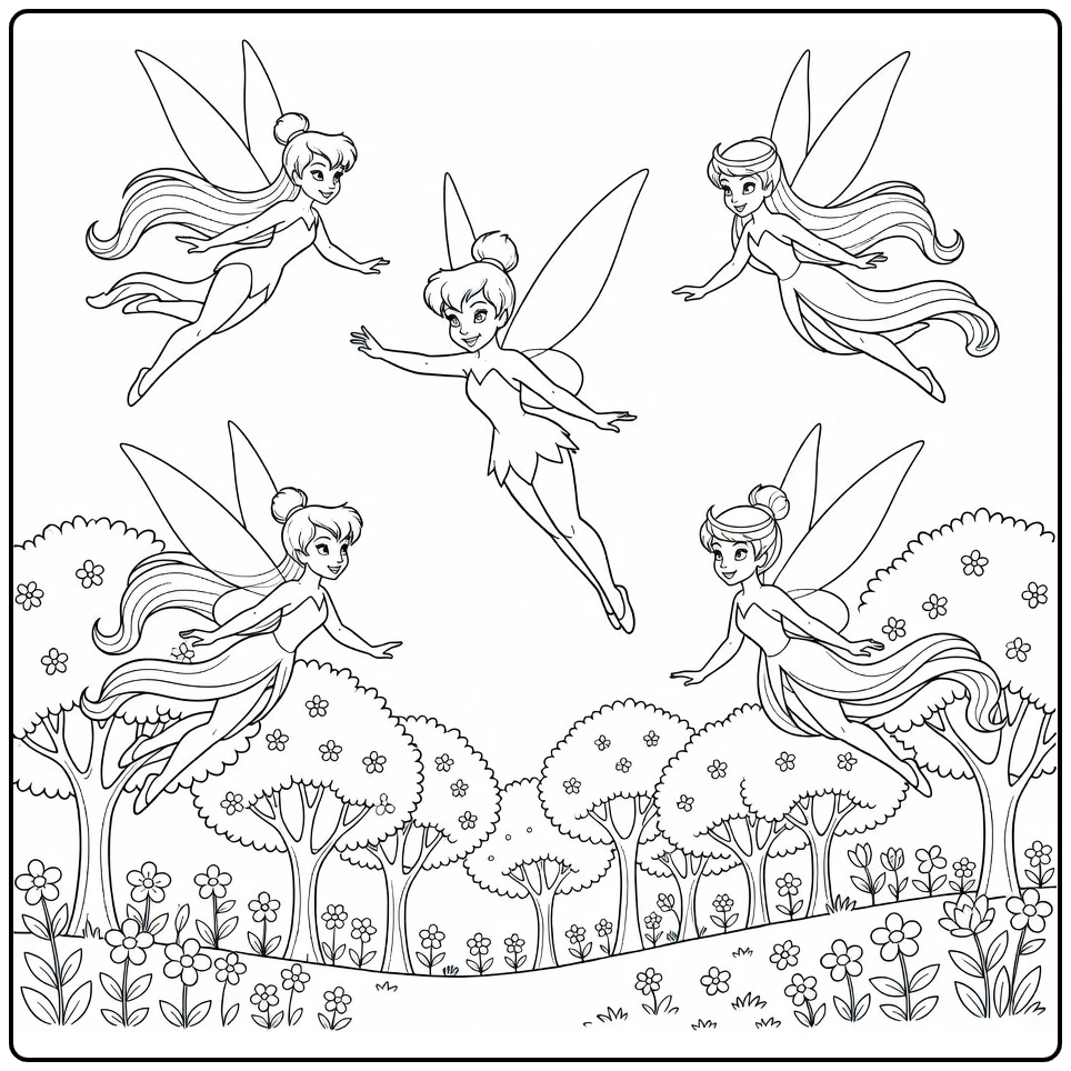 Tinker Bell Vidia Rosetta Silvermist Iridessa coloring page