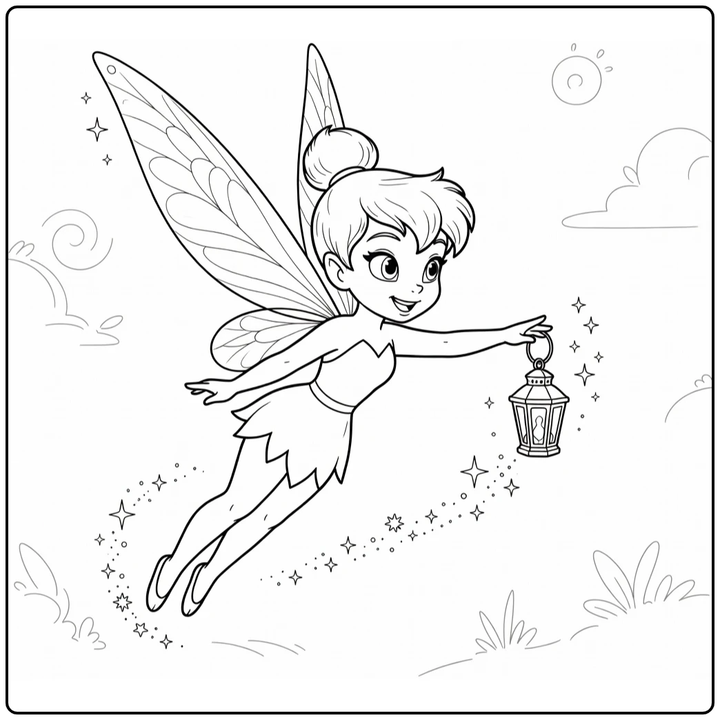 Tinker Bell Sparks and Open Wings coloring page