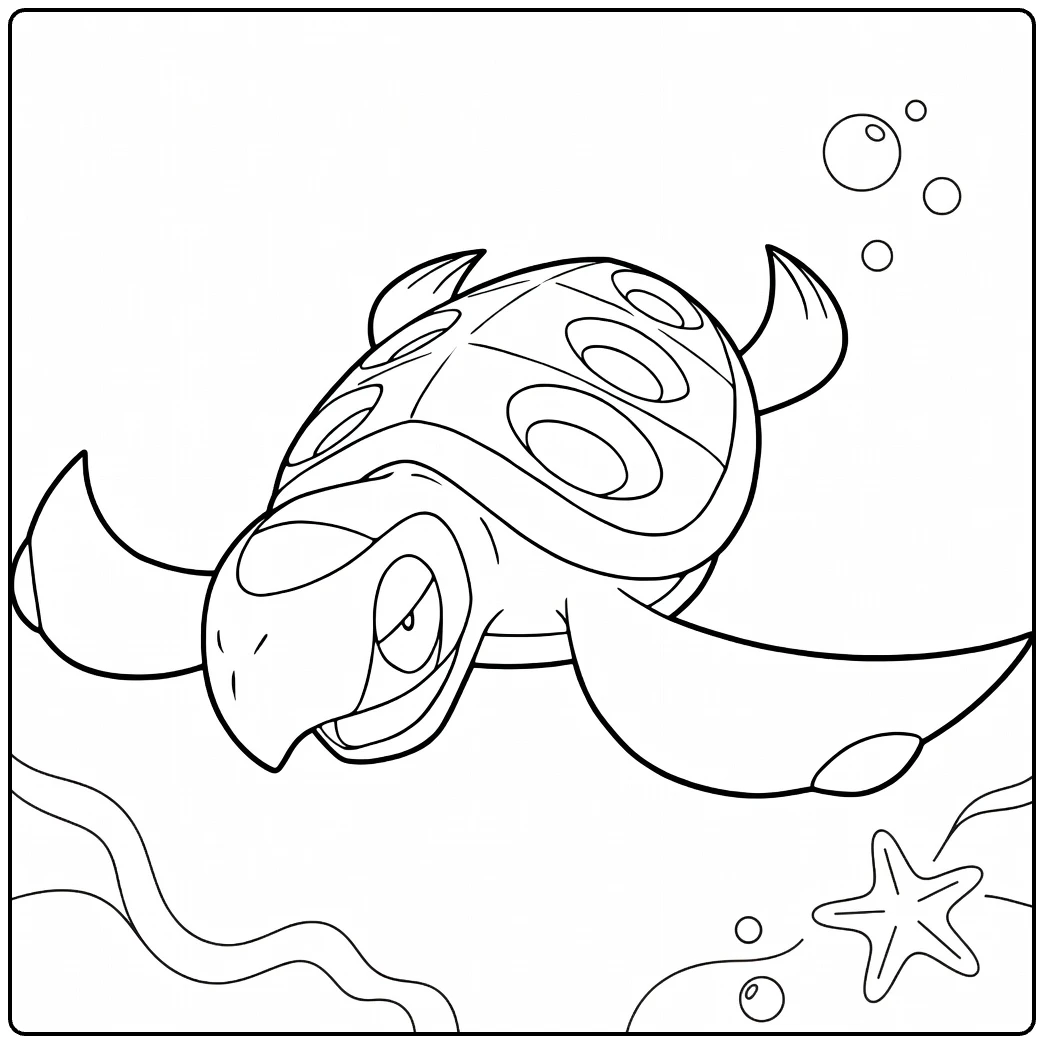 Tirtouga Pokemon Underwater Scene coloring page