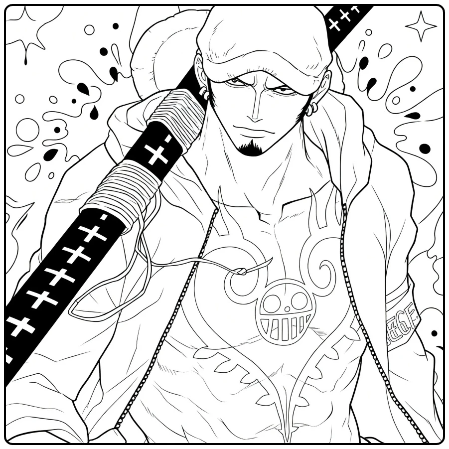 Trafalgar D Water Law in Tough Pose coloring page