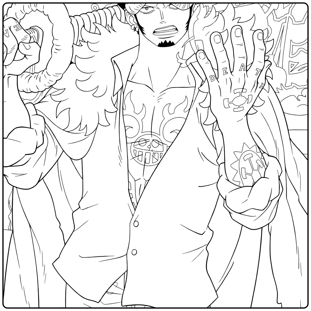 Trafalgar D Water Law Tattoos coloring page