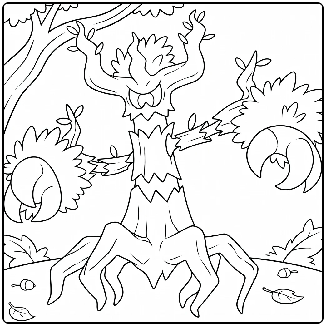 Trevenant Pokemon Scary Tree Ghost coloring page
