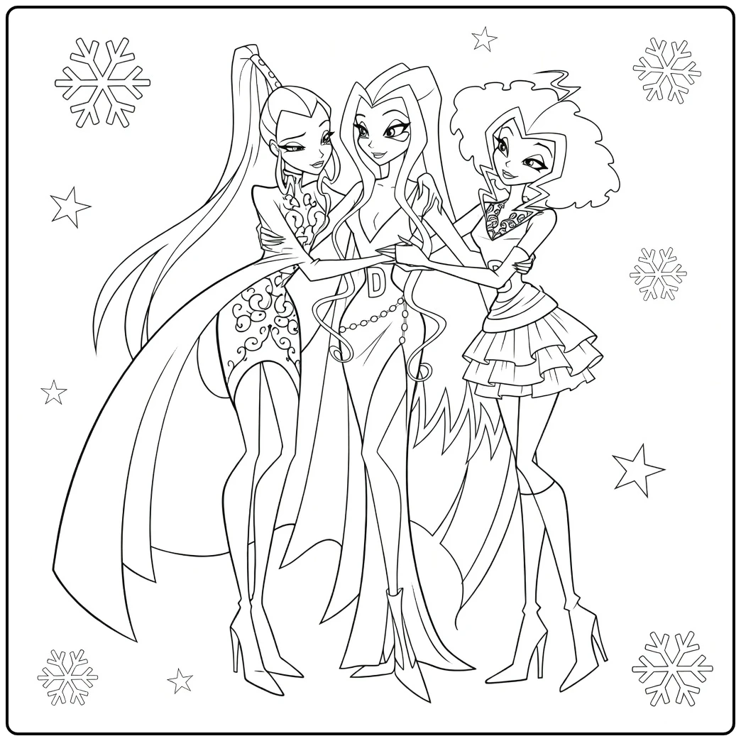 Trix Elegant Winter Witches coloring page