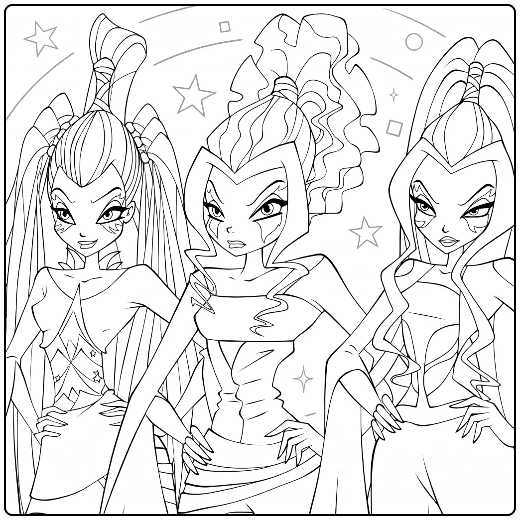 Trix Winx Club Witches with Stars and Tails coloring page