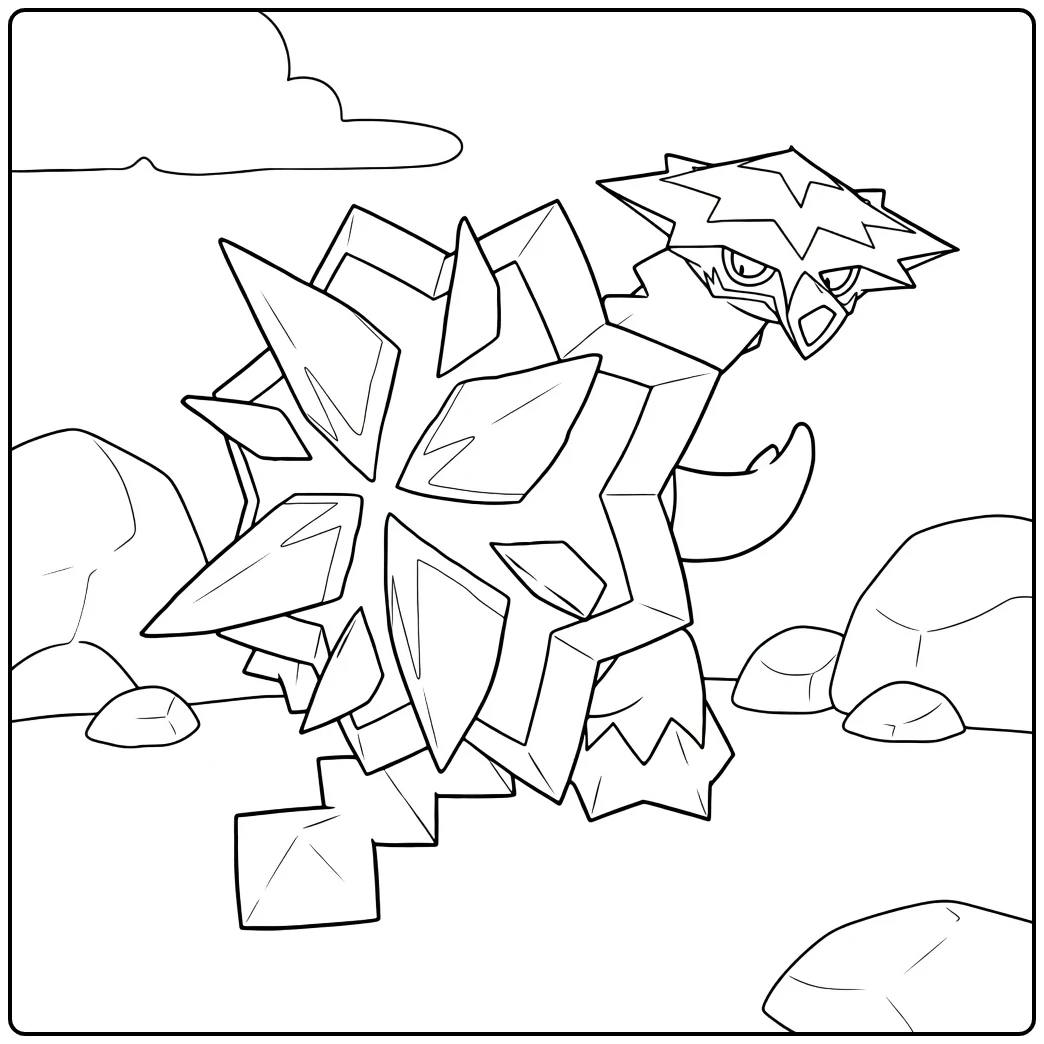 Turtonator Pokemon Fire in Action Pose coloring page