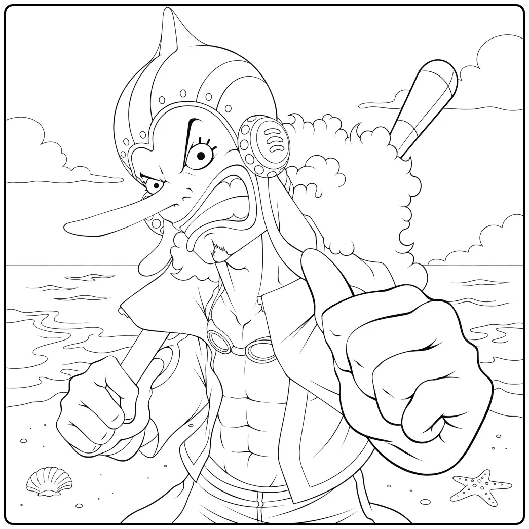 Furious Usopp at Sea coloring page