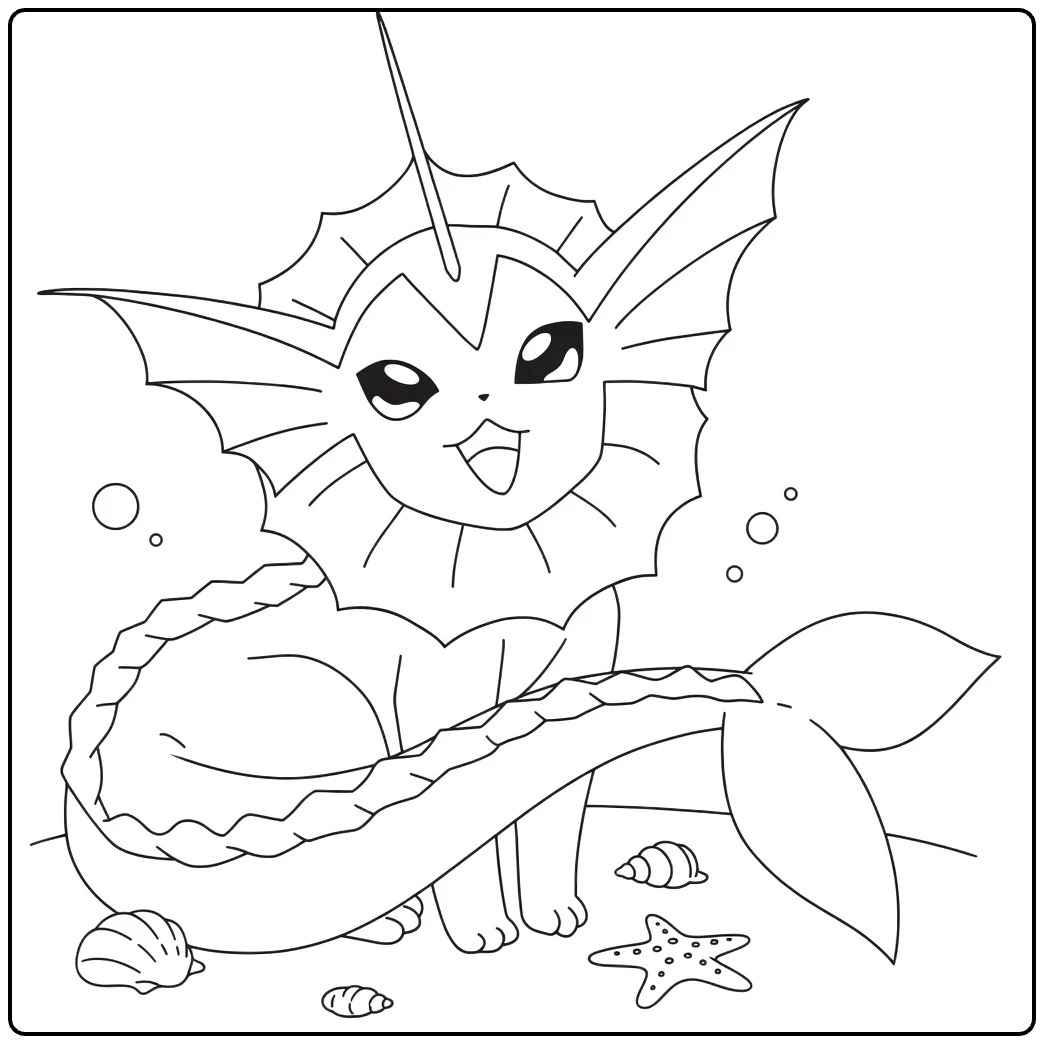 Vaporeon Water Pokemon Underwater Scene coloring page