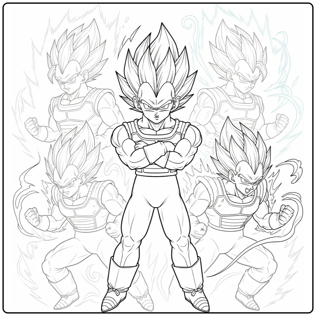 Vegeta Base to Ultra Ego Transformations coloring page