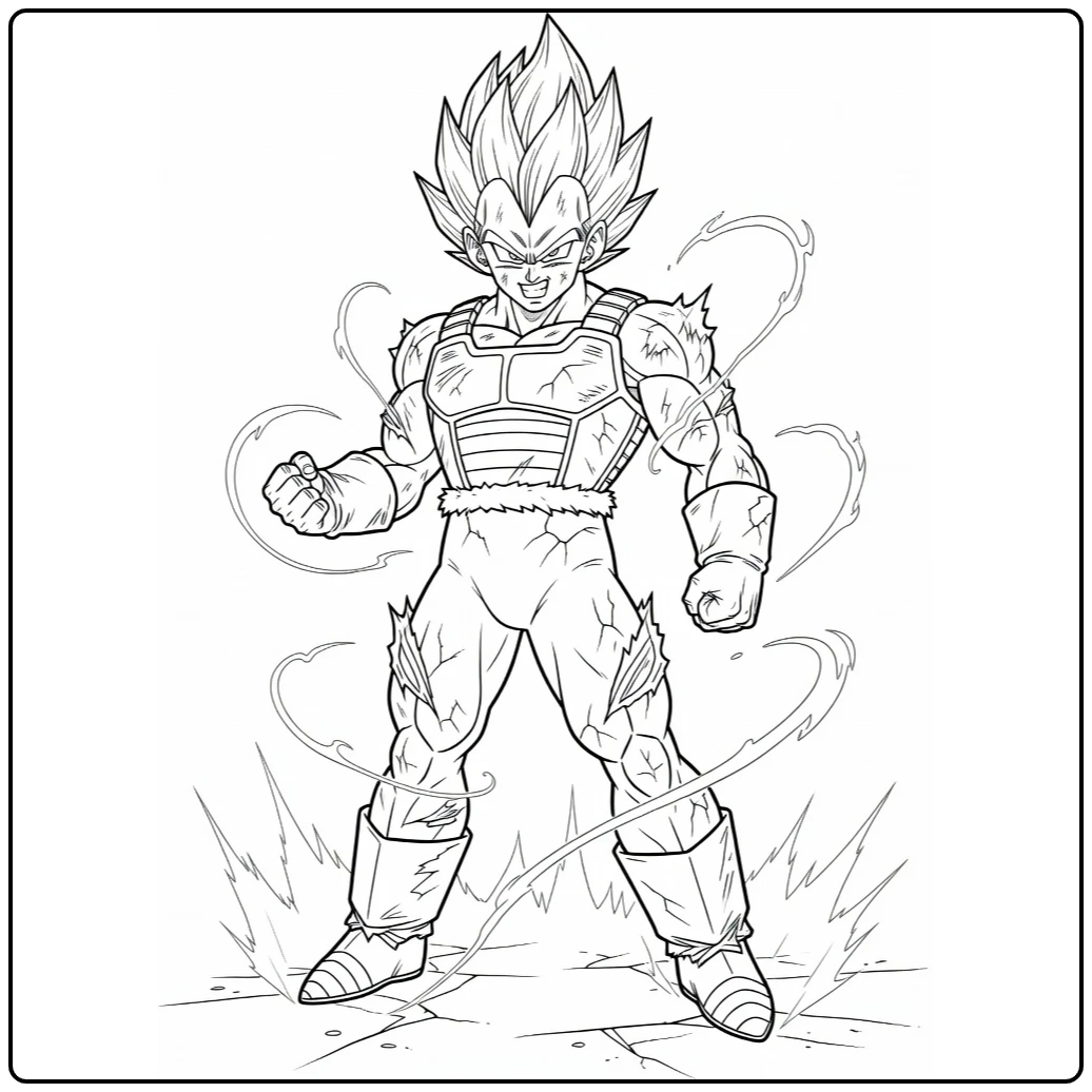 Vegeta in Ultra Ego with Fierce Grin coloring page
