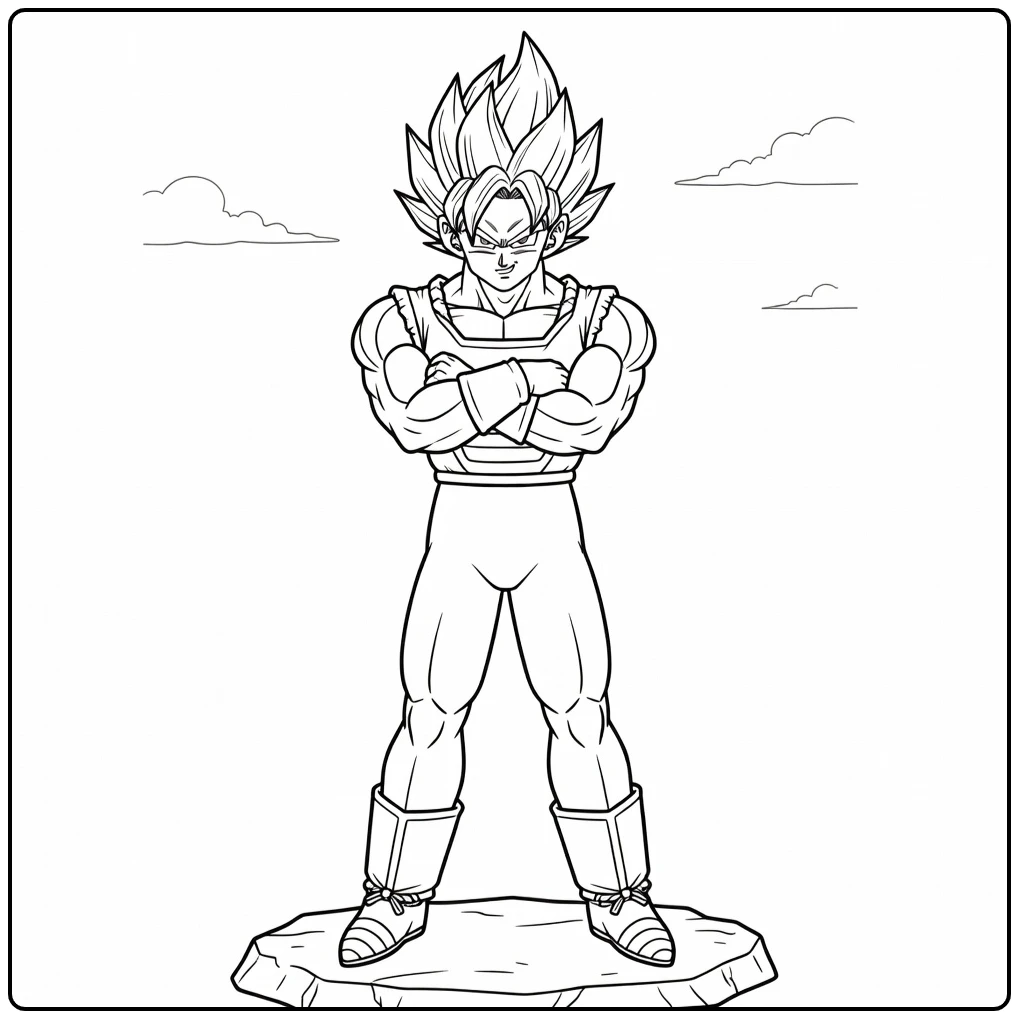 Muscular Vegito with Confident Smile coloring page