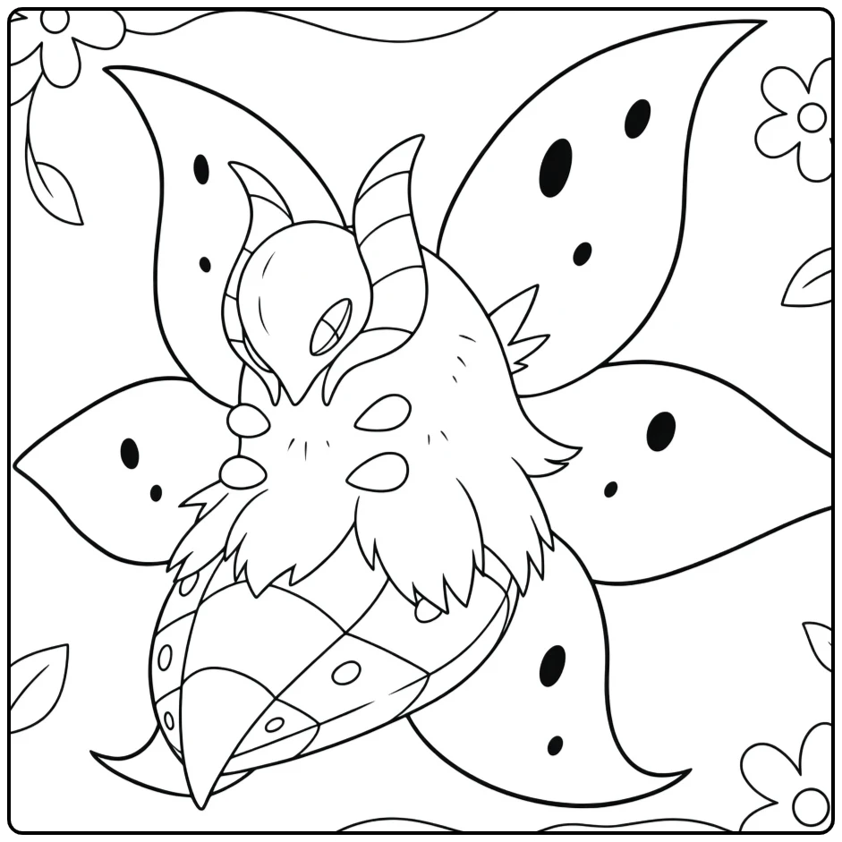 Volcarona Pokemon Fire Frontaal Moth Creature coloring page
