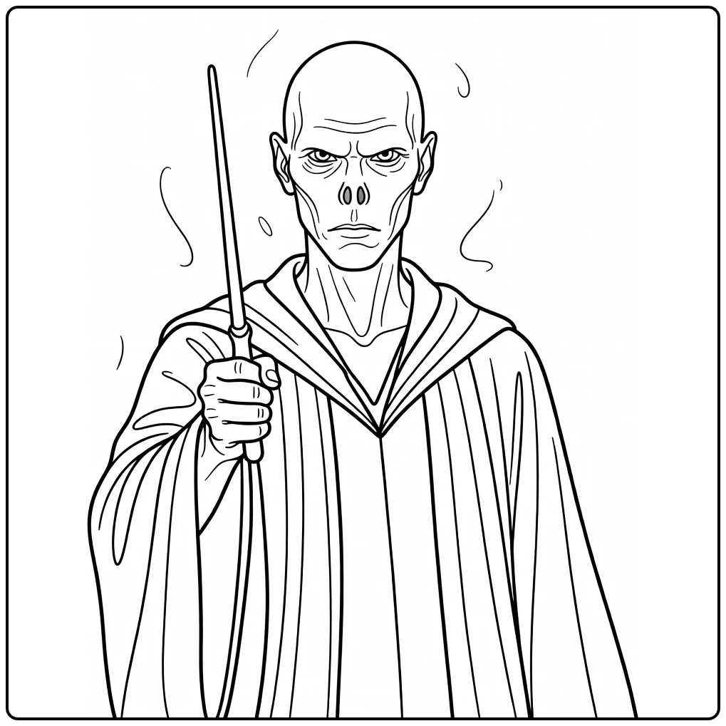 Voldemort Harry Potter in Dark Wizard Robe coloring page