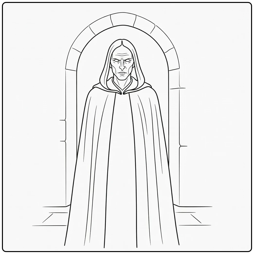 Voldemort Harry Potter Emerging from Shadows coloring page